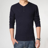 2017 Autumn Winter New Arrival Mens Sweater Fashion V Neck Solid Pullover Sweater Men Casual Slim Fit Knitted Mens Pullovers 5XL