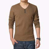 2017 Autumn Winter New Arrival Mens Sweater Fashion V Neck Solid Pullover Sweater Men Casual Slim Fit Knitted Mens Pullovers 5XL