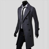2017 Autumn Winter Men's Fashion Casual Double Breasted Long Trench Coat Jacket Pea Coat Business Overcoat British Style