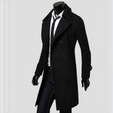 2017 Autumn Winter Men's Fashion Casual Double Breasted Long Trench Coat Jacket Pea Coat Business Overcoat British Style