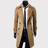 2017 Autumn Winter Men's Fashion Casual Double Breasted Long Trench Coat Jacket Pea Coat Business Overcoat British Style