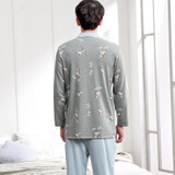 2017 Autumn Winter Men Pajama Set 100% Cotton Turn Down Collar Cartoon Pyjama Male Lounge Wear Sleepwear Thick Warm Home Clothes