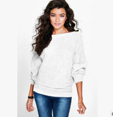 2017 Autumn Winter Knitted Sweater Women Long Batwing Sleeve Slash Neck Loose Pullover Christmas Sweater Tops Jumper Pull Femme