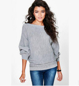 2017 Autumn Winter Knitted Sweater Women Long Batwing Sleeve Slash Neck Loose Pullover Christmas Sweater Tops Jumper Pull Femme