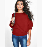 2017 Autumn Winter Knitted Sweater Women Long Batwing Sleeve Slash Neck Loose Pullover Christmas Sweater Tops Jumper Pull Femme