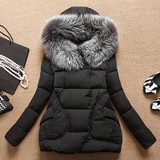 2017 Autumn Winter Jacket Women Parkas for women Thick Warm Wadded Jackets and coats With a Hood Large Faux Fur Collar Coat