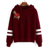 2017 Autumn Winter Hooeded Sweatshirt Women Embroidery Pullover Long Sleeve Flower Streetwear Fleece Hoodies Fashion Clothing