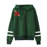 2017 Autumn Winter Hooeded Sweatshirt Women Embroidery Pullover Long Sleeve Flower Streetwear Fleece Hoodies Fashion Clothing