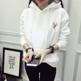 2017 Autumn Winter Hoody Fashion Deer Embroidery Hooded Tracksuits Hoodies for Women Casual Sweatshirts Hoodie Harajuku Svitshot