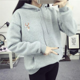 2017 Autumn Winter Hoody Fashion Deer Embroidery Hooded Tracksuits Hoodies for Women Casual Sweatshirts Hoodie Harajuku Svitshot