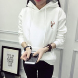 2017 Autumn Winter Hoody Fashion Deer Embroidery Hooded Tracksuits Hoodies for Women Casual Sweatshirts Hoodie Harajuku Svitshot
