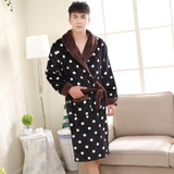 2017 Autumn winter Fleece flannel nightgown Couple bathrobe pajamas Comfortable Warm Cardigan robe sleepwear 062604