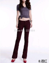 2017 Autumn Winter Fashion casual candy color stretch lengthen slightly flare thin capris long trousers pants clothing for women