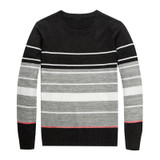 2017 Autumn Winter Fashion Brand Clothing Men Knitted Sweater O-Neck Slim Fit Pullover Men Top Grade Striped Mens Sweater