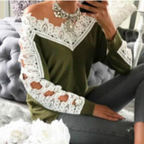 2017 Autumn Winter Elegant Blusa Crochet Hollow Out Female Shirts Top New Women Casual Long Sleeve Lace Blouses Plus Size GV1028