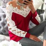 2017 Autumn Winter Elegant Blusa Crochet Hollow Out Female Shirts Top New Women Casual Long Sleeve Lace Blouses Plus Size GV1028
