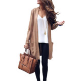 2017 Autumn Winter Cardigan Women Solid Casual Sweater Long Sleeve Knitted Big Pockets Hot Sale Cardigans Women GD334