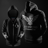 2017 Autumn Winter Assasins Creed Hoodie Men Black Cosplay Sweatshirt Costume Fleece Lined Assassins Creed Mens Hoodies Jackets