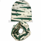 2017 Autumn Winter animal print Cotton Baby Hat scarf Girl Boy beanies Toddler hat scarf set Kids Caps baby child cap