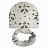 2017 Autumn Winter animal print Cotton Baby Hat scarf Girl Boy beanies Toddler hat scarf set Kids Caps baby child cap