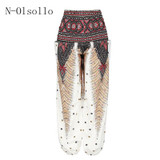 3D Printed White Casual pants Ethnic style Wide leg pants Thailand Yuga Trousers  Wide Waist Pantalon Femme Polyester Bloomers