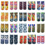 3D Printed Socks Women New Unisex Cute Low Cut Ankle Socks Multiple Colors cute Cotton sock Women's Casual Charactor girls socks
