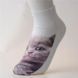 3D Printed Low Cut Socks Girls Cute Cartoon Cat Animal Funny Cotton Socks Women Xmas Autumn Winter Warmer Socks