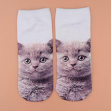 3D Printed Low Cut Socks Girls Cute Cartoon Cat Animal Funny Cotton Socks Women Xmas Autumn Winter Warmer Socks