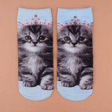 3D Printed Low Cut Socks Girls Cute Cartoon Cat Animal Funny Cotton Socks Women Xmas Autumn Winter Warmer Socks