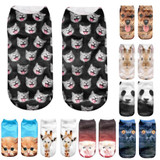 3D Printed Decoration Animal Women Socks Casual Cute Cat Unisex Low Cut Ankle Sock Novel Style Moistureproof Sokken Socks Meias
