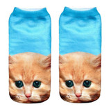 3D Printed Decoration Animal Women Socks Casual Cute Cat Unisex Low Cut Ankle Sock Novel Style Moistureproof Sokken Socks Meias