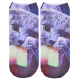 3D Printed Animal Women Casual Socks Cute Cat Unisex Low Cut Ankle Socks AGU 15Ap18