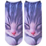 3D Printed Animal Women Casual Socks Cute Cat Unisex Low Cut Ankle Socks AGU 15Ap18