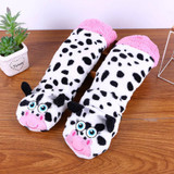 3D Print Thicken christmas socks women girls lady cute winter warm socks calcetines middle Sock Soft plush Indoor Slippers