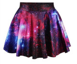 3D Print Galaxy Skirt Women High-Waisted Cratieve Cluster Space Galaxy Mini Skirts Cotton Elastic Skirts 2017 Hot Korea Europe