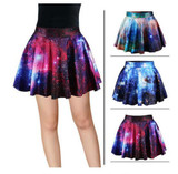 3D Print Galaxy Skirt Women High-Waisted Cratieve Cluster Space Galaxy Mini Skirts Cotton Elastic Skirts 2017 Hot Korea Europe