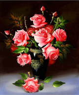 3D flowers Rose vase cotton silk cross stitch kit DMC accurate printed embroidery DIY handmade needlework wall home decor canvas