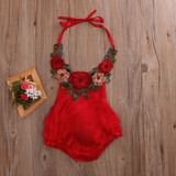 3D Flower Newborn Baby Girls Clothes Backless Bodysuits Babies Girl Floral Bodysuit Sunsuit 0-3T Clothing