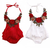 3D Flower Newborn Baby Girls Clothes Backless Bodysuits Babies Girl Floral Bodysuit Sunsuit 0-3T Clothing