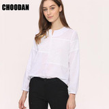 3D Embroidery Blouse Shirt Women Long Sleeve Casual Loose Patchwork Top And Blouses 2017 New Fashion Female Plaid Shirt HOT SALE