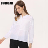 3D Embroidery Blouse Shirt Women Long Sleeve Casual Loose Patchwork Top And Blouses 2017 New Fashion Female Plaid Shirt HOT SALE