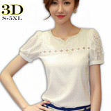 3D Blouse Shirt Women Short Sleeve Summer Korean Style 2017 Hot Sale Female Tops Big Size Cloth Blouses and Shirts S- XXXXXL 5xl