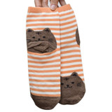 3D Animals Striped Cartoon Socks Women Cat Footprints Cotton Socks Floor 1 Pair 6 Color 3D Animal Striped Cotton Socks For Women