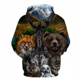 3D Animal Printed Hoodies Men Women Sweatshirts Bear Wolf Owl Fox Pullover Novelty Tracksuits Fashion Casual Hooded Streetwear