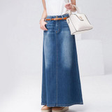 2018 Spring summer female jeans skirt casual high waist women cotton denim skirt fashion solid jeans Long skirt s1610