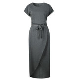 2018 Spring Summer Fashion Front Split Asymmetrical Maxi Dress Vestidos Solid Sexy Slim Bandage Plus Size Long Women Dresses