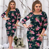 2018 Spring summer dress floral printed party dress big size bodycon bandage dress plus size women dress 5XL 6XL large vestidos