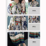 2018 spring Summer Clothing Vintage Dress Autumn Elegant Long sleeve floral printed Loose Pleated Women Plus Size Dress vestidos