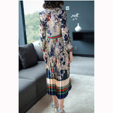 2018 spring Summer Clothing Vintage Dress Autumn Elegant Long sleeve floral printed Loose Pleated Women Plus Size Dress vestidos
