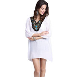 2018 Spring Summer Blouse Shirt Fashion Embroidery XXXL Woman Clothes Female Blusa Feminina Casual Vintage Shirt Women Tops Tee